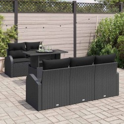 Ensemble de canapé de jardin 6 pcs Noir Poly Rattan 639165639165