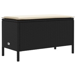 Pouf de Jardin Noir et Crème 80 x 38 x 45 cm Rotin PE 639171639171