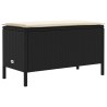 Pouf de Jardin Noir et Crème 80 x 38 x 45 cm Rotin PE 639171639171
