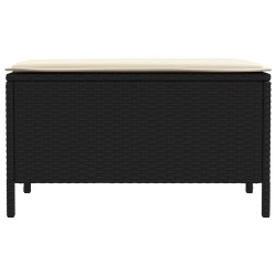 Pouf de Jardin Noir et Crème 80 x 38 x 45 cm Rotin PE 639171639171