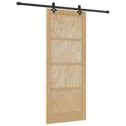 Porte coulissante Naturel et noir 86 x 211 cm 639183639183