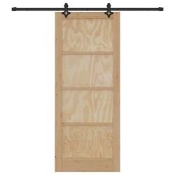 Porte coulissante Naturel et noir 86 x 211 cm 639183639183