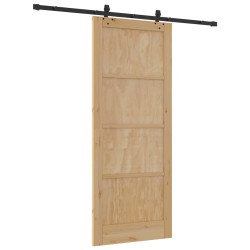 Porte coulissante Naturel et noir 86 x 211 cm 639183639183