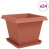 Pots de plantes 24 pcs Rouge brique 43 x 43 x 33,5 cm Plastique 639184639184