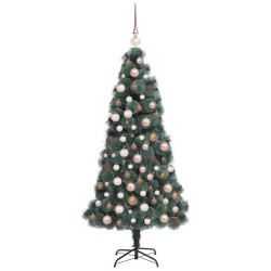 Sapin de Noël artificiel pré-éclairé avec set de boules 120 cm 639186639186