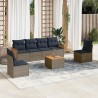 Ensemble de canapé de jardin 7 pcs avec coussins gris résine tressée 639194639194