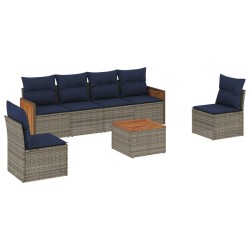 Ensemble de canapé de jardin 7 pcs avec coussins gris résine tressée 639194639194
