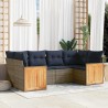 Ensemble de canapé de jardin 6 pcs avec coussins gris résine tressée 639198639198