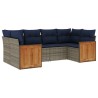 Ensemble de canapé de jardin 6 pcs avec coussins gris résine tressée 639198639198