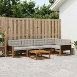 Ensemble de canapés d'extérieur 6 pcs Naturel et gris clair 639203639203