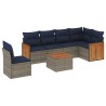 Ensemble de canapé de jardin 7 pcs avec coussins gris résine tressée 639205639205