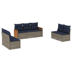 Ensemble de canapé de jardin 7 pcs avec coussins gris résine tressée 639206639206