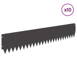 Bordure de Pelouse 10 pcs 103 x 20 cm Acier Noir 639212639212