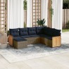 Ensemble de canapé de jardin 7 pcs avec coussins gris résine tressée 639219639219