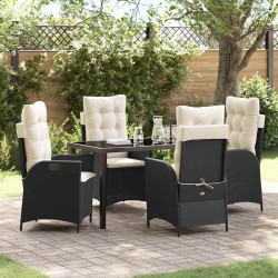 Ensemble de salle à manger pour jardin 5 pcs Noir polyrotin 639221639221