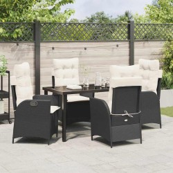 Ensemble de salle à manger pour jardin 5 pcs Noir polyrotin 639221639221