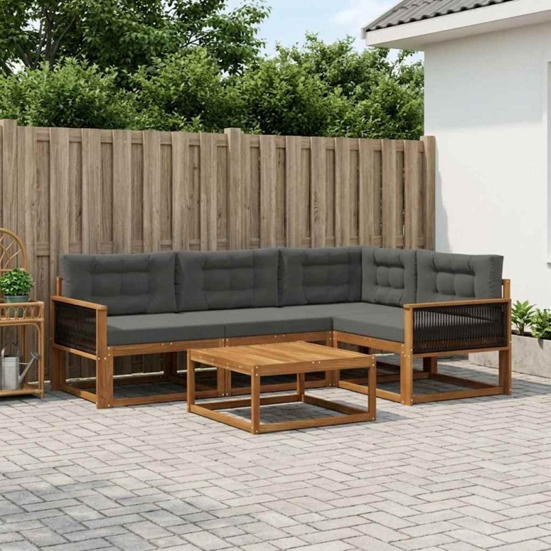 Ensemble de canapés d'extérieur 5 pcs Naturel et Anthracite 639226639226