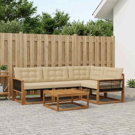 Ensemble de canapés d'extérieur 5 pcs Naturel et Beige 639230639230