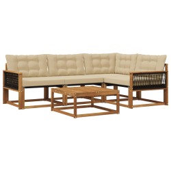 Ensemble de canapés d'extérieur 5 pcs Naturel et Beige 639230639230
