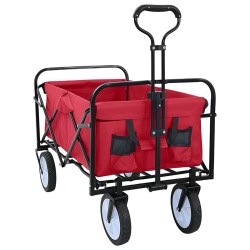 Chariot à Main Pliable Rouge 94 x 53 x 99 cm Tissu Oxford 639233639233