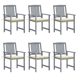 Chaises de jardin et coussins lot de 6 Bois acacia massif Gris 639241639241