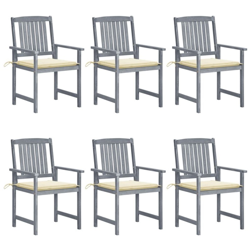 Chaises de jardin et coussins lot de 6 Bois acacia massif Gris 639241639241