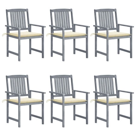 Chaises de jardin et coussins lot de 6 Bois acacia massif Gris 639241639241