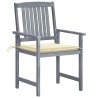 Chaises de jardin et coussins lot de 6 Bois acacia massif Gris 639241639241