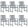 Chaises de jardin et coussins lot de 6 Bois acacia massif Gris 639241639241