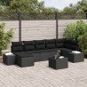 Ensemble de canapé de jardin avec coussin 8 pcs Noir polyrotin 639242639242