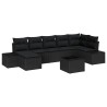 Ensemble de canapé de jardin avec coussin 8 pcs Noir polyrotin 639242639242