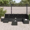 Ensemble de canapé de jardin avec coussin 8 pcs Noir polyrotin 639242639242