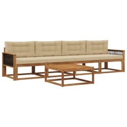 Ensemble de canapés d'extérieur 5 pcs Naturel et Beige 639243639243