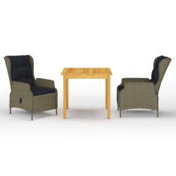 Ensemble à manger de jardin 3 pcs Marron 639244639244