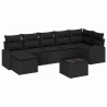 Ensemble de canapé de jardin avec coussin 8 pcs Noir Poly rotin 639250639250