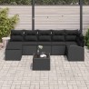 Ensemble de canapé de jardin avec coussin 8 pcs Noir Poly rotin 639250639250
