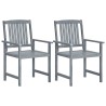 Chaises de jardin lot de 2 Gris Bois solide d'acacia 639261639261