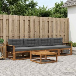 Ensemble de canapés d'extérieur 5 pcs Naturel et Anthracite 639263639263