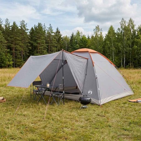 Tente de camping Gris et orange 6 personnes Polyester et Acier 639268639268