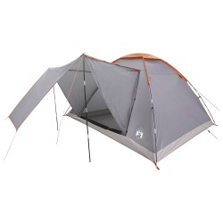 Tente de camping Gris et orange 6 personnes Polyester et Acier 639268639268
