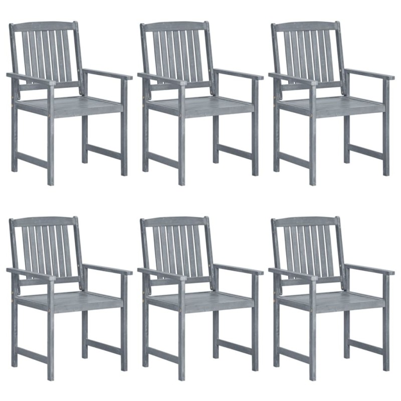 Chaises de jardin lot de 6 Bois d'acacia massif Gris 639271639271