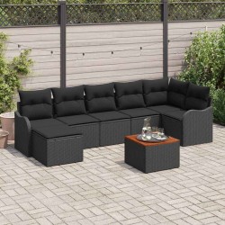 Ensemble de canapé de jardin avec coussin 8 pcs Noir polyrotin 639273639273