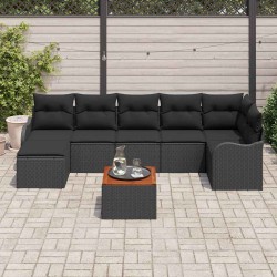 Ensemble de canapé de jardin avec coussin 8 pcs Noir polyrotin 639273639273