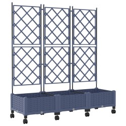 Bac de jardin avec treillis et roues 3 pc Gris PP 639275639275