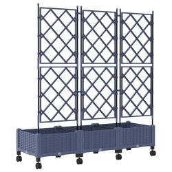 Bac de jardin avec treillis et roues 3 pc Gris PP 639275639275