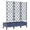 Bac de jardin avec treillis et roues 3 pc Gris PP 639275639275