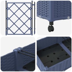 Bac de jardin avec treillis et roues 3 pc Gris PP 639275639275