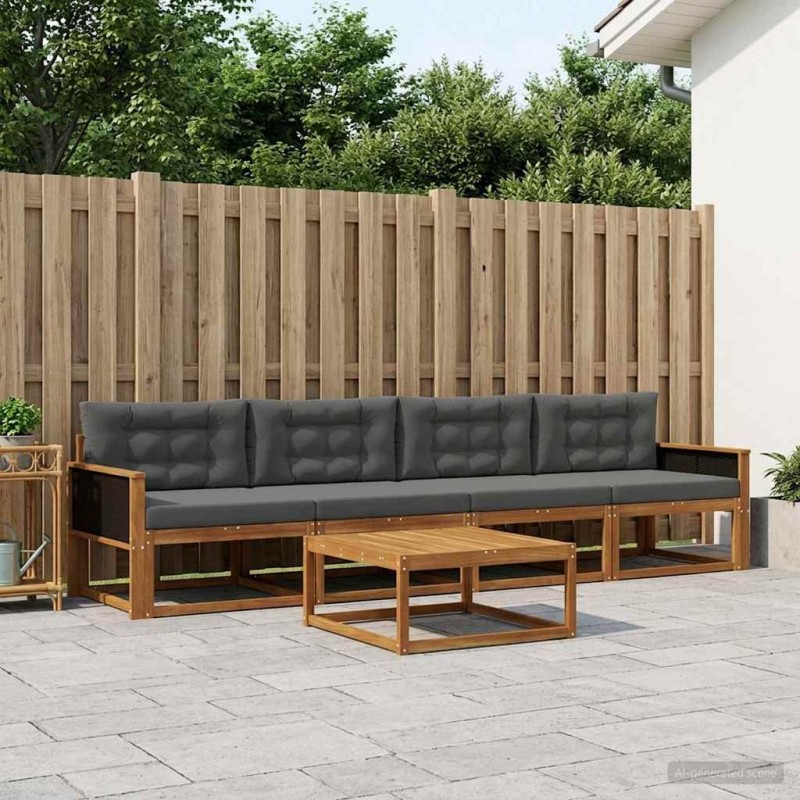 Ensemble de canapés d'extérieur 5 pcs Naturel et Anthracite 639277639277