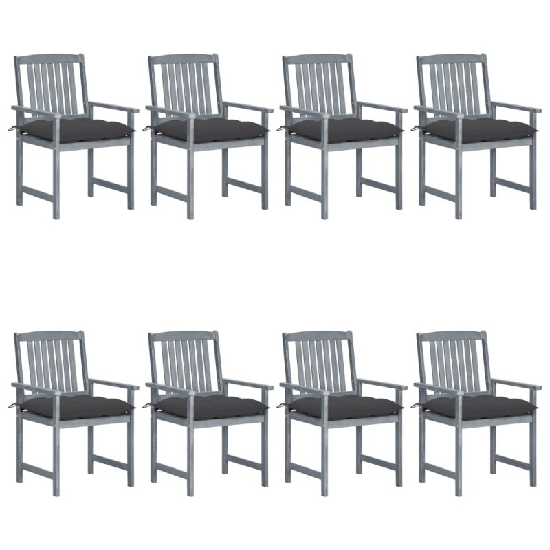 Chaises de jardin et coussins lot de 8 Bois acacia solide Gris 639278639278