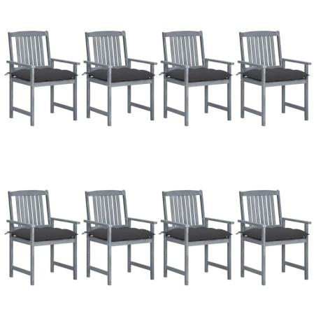 Chaises de jardin et coussins lot de 8 Bois acacia solide Gris 639278639278